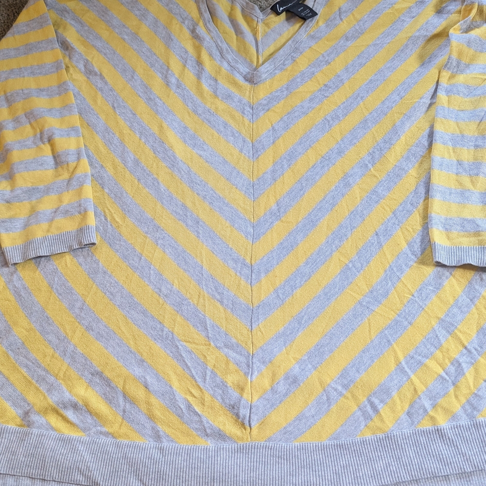 🌟 Sale 🌟Lane Bryant Yellow and Gray Striped Sweater